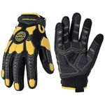 HANDLANDY Cut Resistant Gloves Men Anti Vibration Work Gloves, Padded Palm Grip Heavy Duty Working Gloves (Black-Yellow, L)