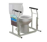 Dr.Safe, Commode Frame, Toilet Safety Rail with Basket, Commode safety, light weight toilet standing aids, Powder coating, White