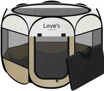 Love's cabin Pet Puppy Dog Playpen, Large Dog Tent Crates Cage Indoor/Outdoor, Portable Playpen for Cat, Foldable Pop Up Dog Kennel Playpen with Carring Case, Removable Zipper Top, Khaki