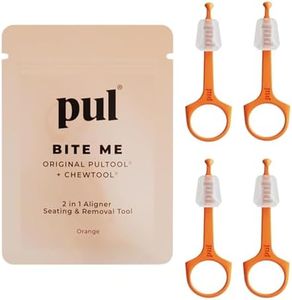 PUL Pack of 4 Reusable 2-in-1 Aligner Seating Chewie & Removal Tool — Compatible with Invisalign, Removable Braces, Retainers, Trays – Easy-to-Use Remover & Chew, Dental & Oral Hygiene Care – Orange
