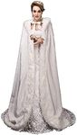 White Women's Wedding Cloak Coat with Hoods Winter Long Jacket Bridal Wraps Warm Faux Fur Cape (Large, White)