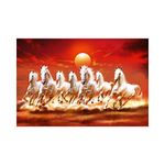 Dharvika Innovations Seven Horses Vastu Poster Big Size | Seven Horses Vastu Painting | Vastu Seven Running Horses Sparkle Coated Self Adhesive - 3064 (18×24 Inch, 7 Horses)