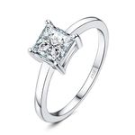 JewelryPalace Princess Cut 1ct Cubic Zirconia Solitaire Engagement Rings for Her, 14K White Gold Plated 925 Sterling Silver Promise Ring for Women, Simulated Diamond Wedding Ring Jewellery Sets R