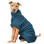 PETTOM Dog Towel Robe Microfibre Double Layers 400gsm Adjustable Dog Drying Coat, Towelling Dog Robe Medium, Dog Coat for Drying after Swim(Blue, M)