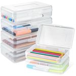 MaxGear Clear Pencil Boxes, 6 Pack Large Capacity Plastic Organizer, Storage Boxes for School Bulk Stackable Design, Office Supplies Storage