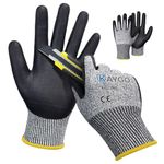 KAYGO Cut Resistant Work Gloves - 2 Pairs, Level C Protection, MicroFoam Nitrile Coated Good Grip Machine Washable, Cut Proof Safety Gloves EN388 4X42C, Ideal for General Purpose, KG21N (Grey, L)