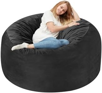 Homguava 3FT Bean Bag Chair: 3' Bean Bags with Memory Foam Filled, Large Beanbag Chairs Soft Sofa with Dutch Velet Cover 3 Ft(36"×36"×24")-Black