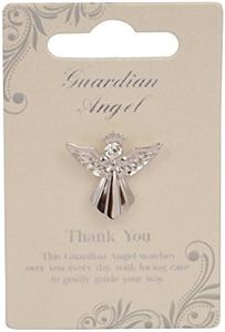 Guardian Angel Brooch for Saying Thank You, Angel Badge with Rhinestone for Men and Women, Gift with Inspirational Message, Lapel Pins-Silver-One Size-Unisex