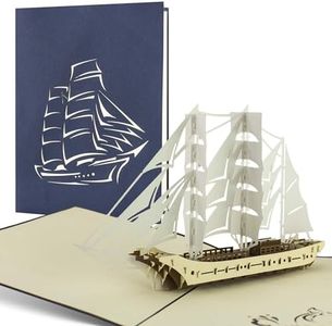 Carte voyage en bateau idéale pour l'anniversaire d'un marin ou d'un pêcheur. Carte pop up avec un très joli voilier en 3D pour célébrer un voyage ou une croisière, B11