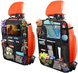 Car Backseat Organizer for Kick Mat, Extended Size and Larger Pockets Car Back Seat Protector with 11.5" Screen Tablet Holder + 19 Storage Pockets for Toy Bottle Tissue Box Travel Accessories (2 Pack)