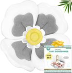 Baby Bath Blossom Travel Set by Snug Bug Gear | Organic Bamboo & Cotton Infant Sink & Tub Bathing Flower | Seat Design Supports Newborn | 0-2yrs (Pillow Grey/Dark Gray)