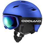 Odoland Snow Ski Helmet with Goggles Set - MultiColor Adjustable Sport Helmet with Protective Glasses - Snowboarding, Snowmobile Windproof Adult and Youth Skiing Gear for Men and Women