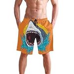 visesunny Men's Novelty Beach Shorts Quick Dry Swimwear Holiday Party Sports Running Swim Board Shorts Bathing Suits, Shark, Large