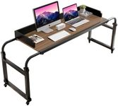 LCDOCTOR Overbed Table with Wheels - Adjustable Rolling Bedside Desk for Home and Hospital Use, Mobile Computer Desk, Standing Workstation Laptop Cart, Food Tray Desk