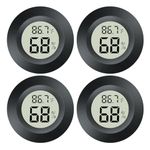 Meggsi 4 Pack Mini Digital Hygrometer Gauge Indoor Thermometer, LCD Monitor Temperature Outdoor Humidity Meter for Humidors Greenhouse Cigar Jars Incubators Guitar Case, Fahrenheit (℉) or Celsius(℃)