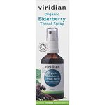 Viridian -100% Organic Elderberry Throat Spray - fresh extracts with manuka 50ml