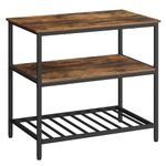 VASAGLE Bakers Rack, Kitchen Island with Large Worktop, Stable Steel Structure, 60 x 100 x 90 cm, Industrial Kitchen Shelf, Easy to Assemble, Rustic Brown and Black KKI005B01