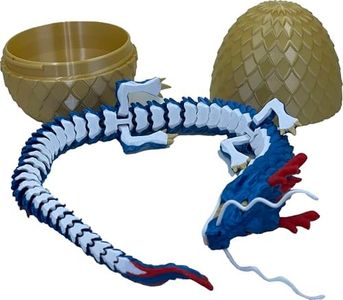 17.5 Inch Articulating Dragon Toy with Surprise Golden Egg (Red/White/Blue)