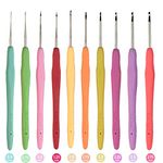 10 Small Sizes Crochet Hooks Set, 0.5mm - 2.75mm Ergonomic Soft Handle Thread Crochet Lace Hooks