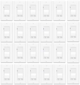 Dimmer Light Switch,Greencycle 24PK 3 Way for Dimmable 150W LED CFL Light,600W Halogen and Incandescent,15A 120V,Neutral Wire Not Required,Residential/Commercial,ETL Listed