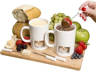 Evelots Personal Fondue Mugs-New & Improved-Ceramic-Microwave Safe-14 Piece Set