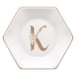 CARAKNOTS Personalized Gifts for Women Ring Dish Initial K Jewelry Dish Graduation Valentines Day Gift for Her Monogrammed Jewelry Tray Ceramic Birthday for Mom Sister Trinket Holder