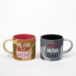 Enesco Homefront Girls Set2 Proud Mom and Dad Mug, 3.5", Multicolor