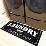 UKELER Farmhouse Laundry Room Rug, 20''x59'', Non-Slip, Waterproof, Microfiber and Rubber Backing, Modern, Runner, Unisex, Indoor, Machine Washable, Rug