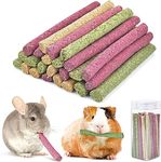 ERKOON 25 Pcs Timothy Hay Sticks,Rabbit Chew Toys for Teeth Natural Timothy Grass Molar Sticks Rabbits Treats for Bunnies, Chinchilla Guinea Pigs, Gerbil, Hamster (Timothy+Oatmeal+Beet)