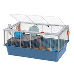 Ferplast CRICETI 80 Spacious Hamster Cage - Multi-Level Design with Large Living Space, Fully Equipped Exercise Wheel & Accessories, Easy Access & Cleaning - Tubes Connect&Play, 78x48xh39cm - Blue