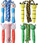 4 Pack Jump Ropes with Wood Handles for Kids - Animal Face Characters - 6.5 Feet Rope Length - Perfect for Children, Birthdays, Party Favors, Outdoor Fun