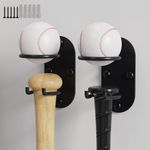 2.3“ Tennis Balls Baseball Bat Wall Mount Holder, Softball Field Hockey Tennis Racket Wall Hanger Baseball Rack Storage Stand, All Metal Heavy Duty for Ball/Cap/Gloves/Clothes,2PCS Screw Included