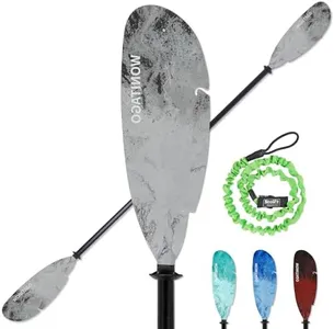 WONITAGO Angler Kayak Paddles Aluminum Paddle with Plastic Blades and Paddle Leash, Floating Adjustable Fihsing Kayak Oars, 3 Piece, 230-250cm/90-98 inch Gray