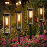 BITPOTT Solar Pathway Lights Outdoor Waterproof, 8 Pack Bright Garden Lights Solar Powered Auto On/Off, Dusk to Dawn Up to 12 Hrs Solar Landscape Lights for Yard Lawn Patio Walkway Driveway Decor