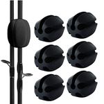 6 Pieces Fishing Rod Holder Straps, 5 Hole Fishing Line Ties, Stretchy Silicone Rod Holder, Fishing Rod Ties Holder, Egg Shaped Binder for Outdoor Fishing, Black