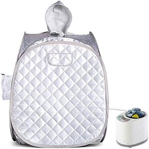 ZONEMEL Portable Steam Sauna for Home, Personal Full Body Spa for Relaxation, Spa Tent with Hat, Leg Spa Design, 2L 900W Steam Generator with Remote Control-(Silver, L 33.5��”x W 32.3”x H 41.7”)