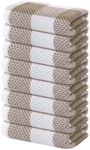 Homaxy 100% Cotton Waffle Weave Check Plaid Kitchen Towels, 13 x 28 Inches, Super Soft and Absorbent Dish Towels for Drying Dishes, 8-Pack, White & Khaki