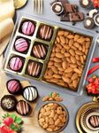 WINNI - 6 Pcs With Almonds Diwali Gift Hamper | Rakhi Gift for Brother & Sister | Premium Almonds Gift | Bouquet & Basket Box | Celebration Hamper Gift pack for Coworkers, Partner, Husband, Corporate Gift for Employees, Clients & Office Staff