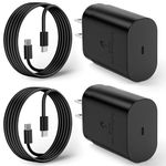 Type C Charger Fast Charging - 2 Pack USB C Charger Android Phone Wall Charger Block with Long Type C to C Cable for Samsung Galaxy S24 Ultra/S23+/S22/S21/S20/Phone 15/15 Plus/15 Pro Max