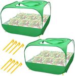 2 PCS Pop Up Mesh Plant Cover Weatherproof Pop-Net Portable Protective Enclosure with Skylight Net Cage Plant Protector for Fruits Vegetables Seedlings, 4 Ground Stakes for Fixing (39.3×39.3×25.6 in)