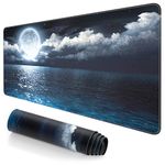 Atufsuat Extended Large Mouse Pad, XXL Gaming Desk Pad 31.5 x 15.7 Inch, Big Computer Keyboard Mousepad, Waterproof Mouse Mat with Stitched Edges and Non-Slip Base for Office Gaming, Moon Ocean