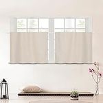 YISURE Short Kitchen Curtains 24 inch, Linen Textured Small Café Curtains Tier Water Repellent Rod Pocket for Bathroom Window Farmhouse Laundry Room,36''x24'' Set of 2 Panels