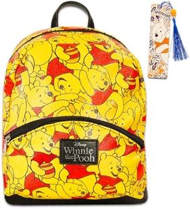 Winnie The Pooh Mini Backpack for Women - Mini Backpack for Girls Winnie The Pooh Bundle Includes Disney Vegan Leather Backpack Winnie The Pooh Plus Bookmark | Winnie The Pooh Backpacks for Women,