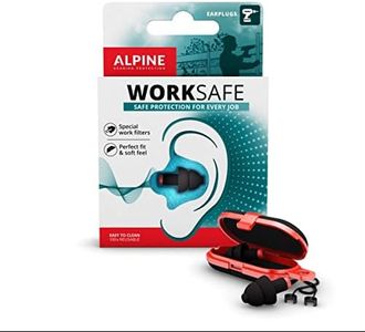 Alpine WorkSafe - Tappi per le orecchie professionali - Certificati ANSI & CE - 23 dB - DPI per lavoro in ufficio e in cantiere - Cavo di sicurezza incluso - Comodi e riutilizzabili