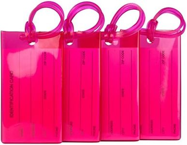 Pack de 4 étiquettes de Bagage TravelMore, étiquettes d'identification en Silicone Souple pour Sacs et valises – Rose Vif