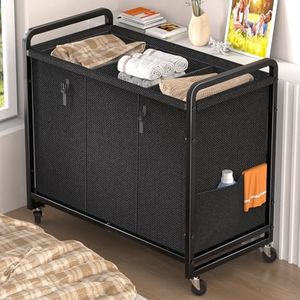 Laundry Sorter 3 Section, 60 Gal (230L) Laundry Hamper Cart with Rolling Lockable Wheels and Sturdy Metal Handle, Rolling Clothes Hamper with Removable Bag for Laundry Room and Bedroom - Black