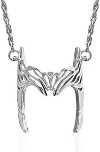 Sphers Wanda Maximoff Necklace Scarlet Witch logo Necklace Tiara Crown Pendant Women Gift Superhero Cosplay Costume Jewelry Silver…, Zinc, Cubic Zirconia