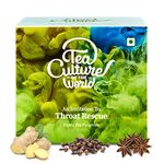 Tea Culture of The World Throat Rescue Tea | Green Tea With Indian Spices | Premium First Quality Green Teabags | Tea For Throat | Green Tea Leaves | Detox Teabags, 16 Count - 0.32 Gm