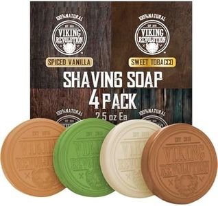 Viking Revolution Shaving Soap for Men - Shave Soap for Use with Shaving Brush and Bowl for Smoothest Wet Shave, Shaving Soap Puck - 4 Pack Variety, Each Pack 2.5oz (Vanilla, Bergamot, Tobacco, Oud)