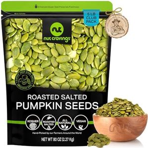 NUT CRAVINGS - Roasted & Salted Pumpkin Seeds, Pepitas, No Shell (80oz - 5 LB) Packed Fresh in Resealable Bag - Nut Snack - Healthy Protein Food, All Natural, Keto Friendly, Vegan, Kosher